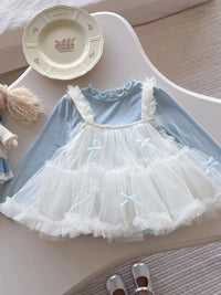 YK Girls Self Design Shoulder Straps A-Line Dress With T-Shirt