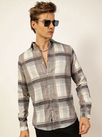 Thomas Scott Men Premium Slim Fit Tartan Checks Opaque Checked Casual Shirt