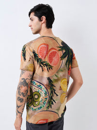 SPYKAR Men Graphic Printed Round Neck Cotton Slim Fit T-shirt