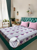 Myntra Elegant Homes Purple Geometric Pure Cotton 400 TC Set Cadar Dilengkapi-2.5mX2.25m