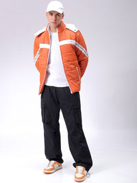 The Indian Garage Co Men Hooded Striped Casual Padded Jacket