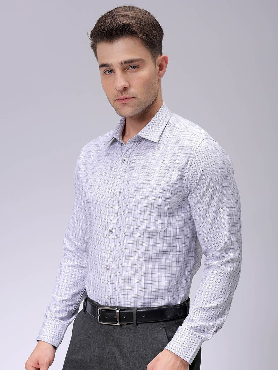 The Indian Garage Co. X Luxe Men Spread Collar Checked Slim Fit Formal Shirt