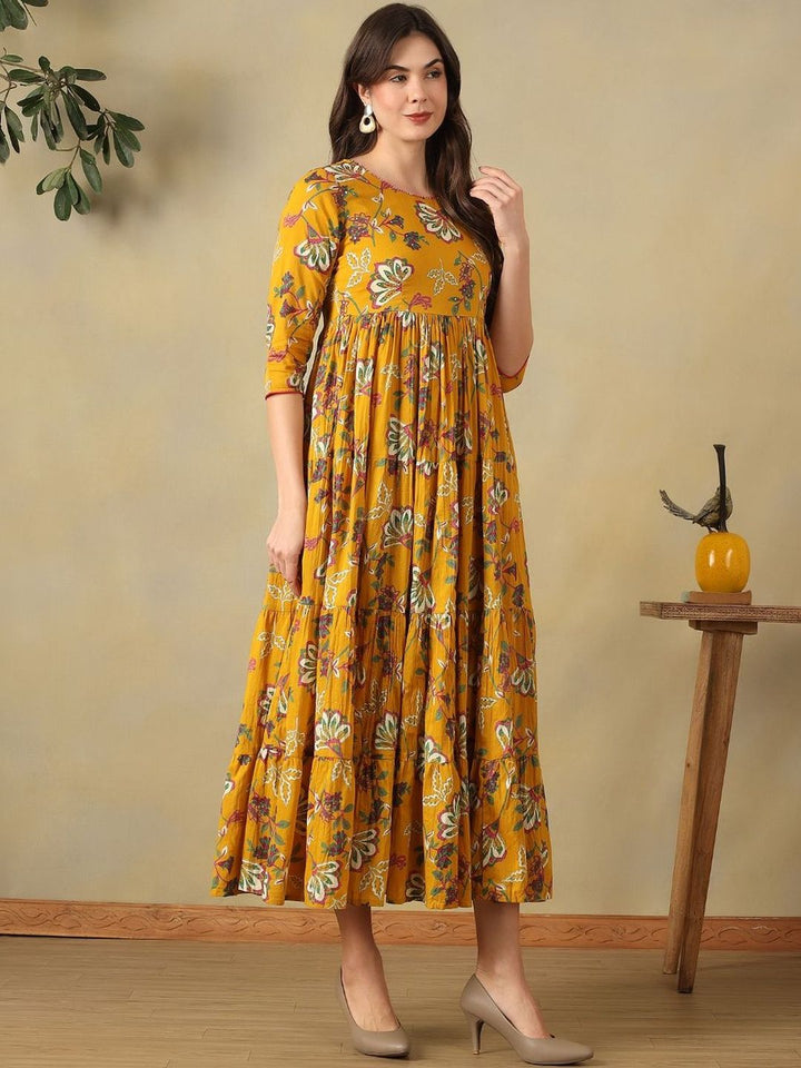 Mamicha Floral Print A-Line Midi Dress