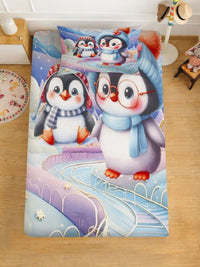KLOTTHE Blue Cartoon Characters Polycotton Regular 300 TC Single Fine Bedsheets