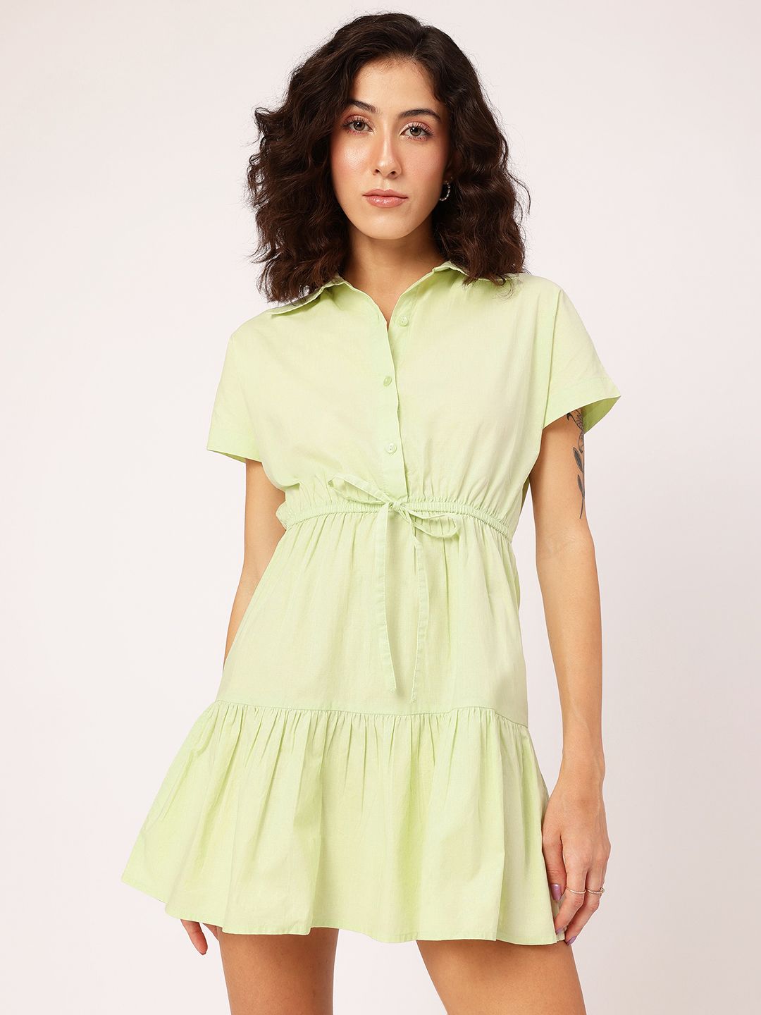 DressBerry Girly Glam Tie-Up Waist A-Line Mini Dress
