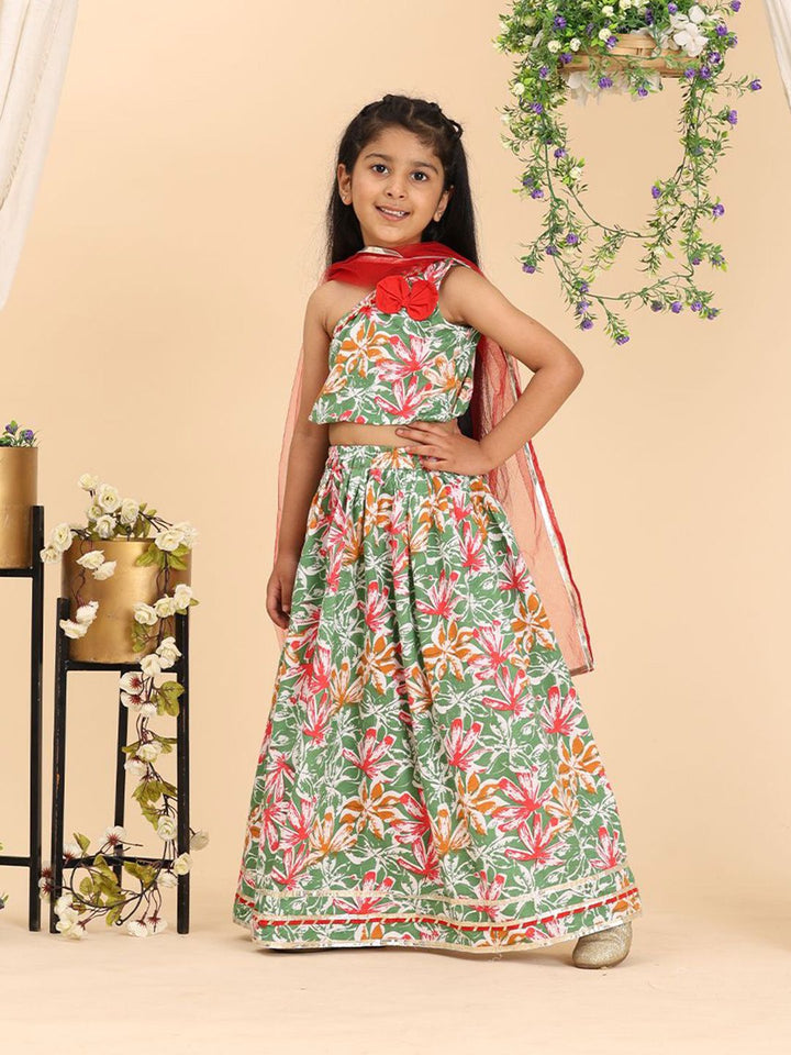 Cutiekins Girls Printed Ready to Wear Lehenga & Blouse With Dupatta