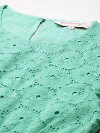 all about you Schiffli Detail Pure Cotton Fit & Flare Mini Dress