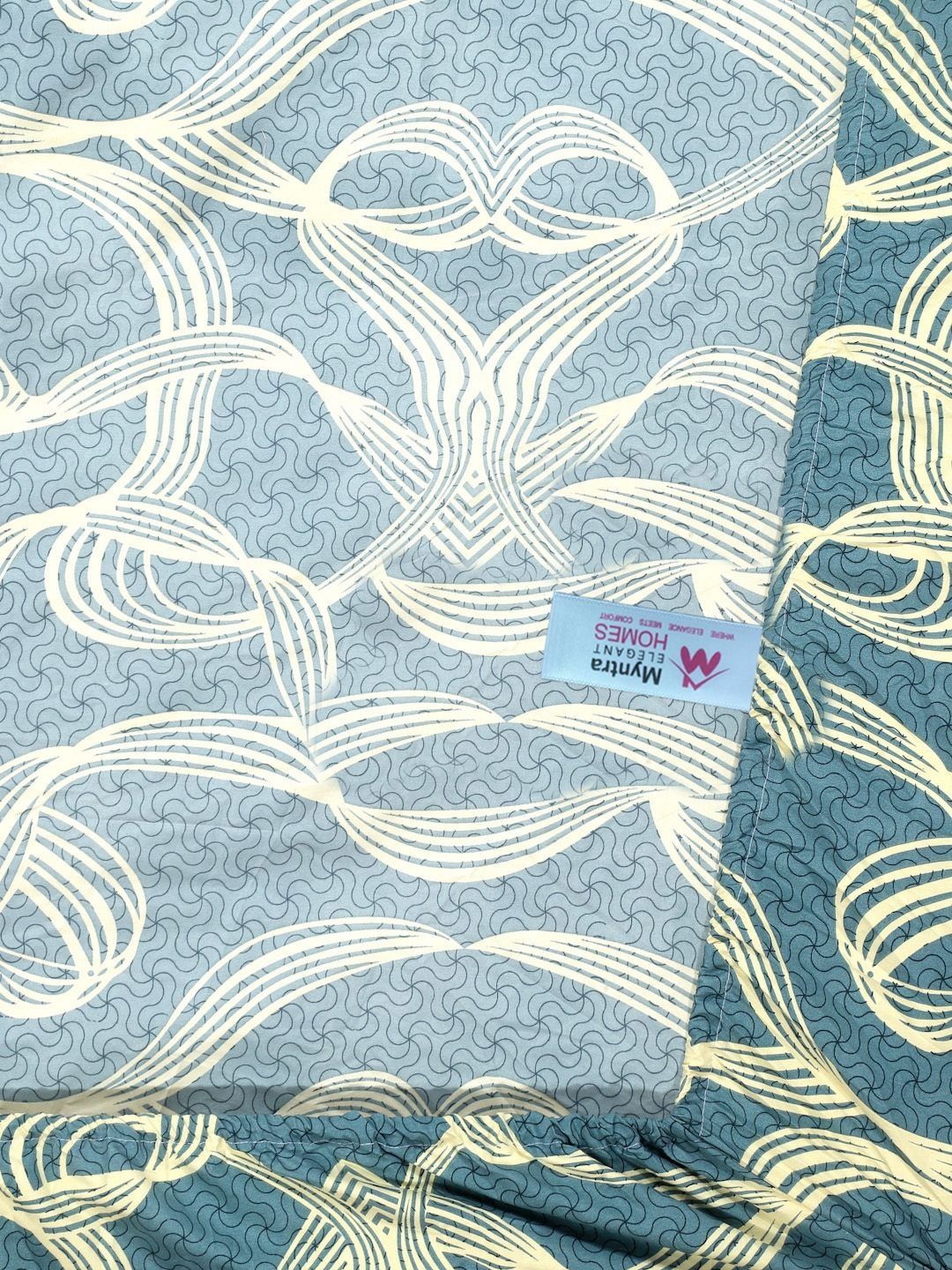 Myntra Elegant Homes Book Fold Turquoise Blue Printed Set Cadar King 300TC 2.5m x 2.25m