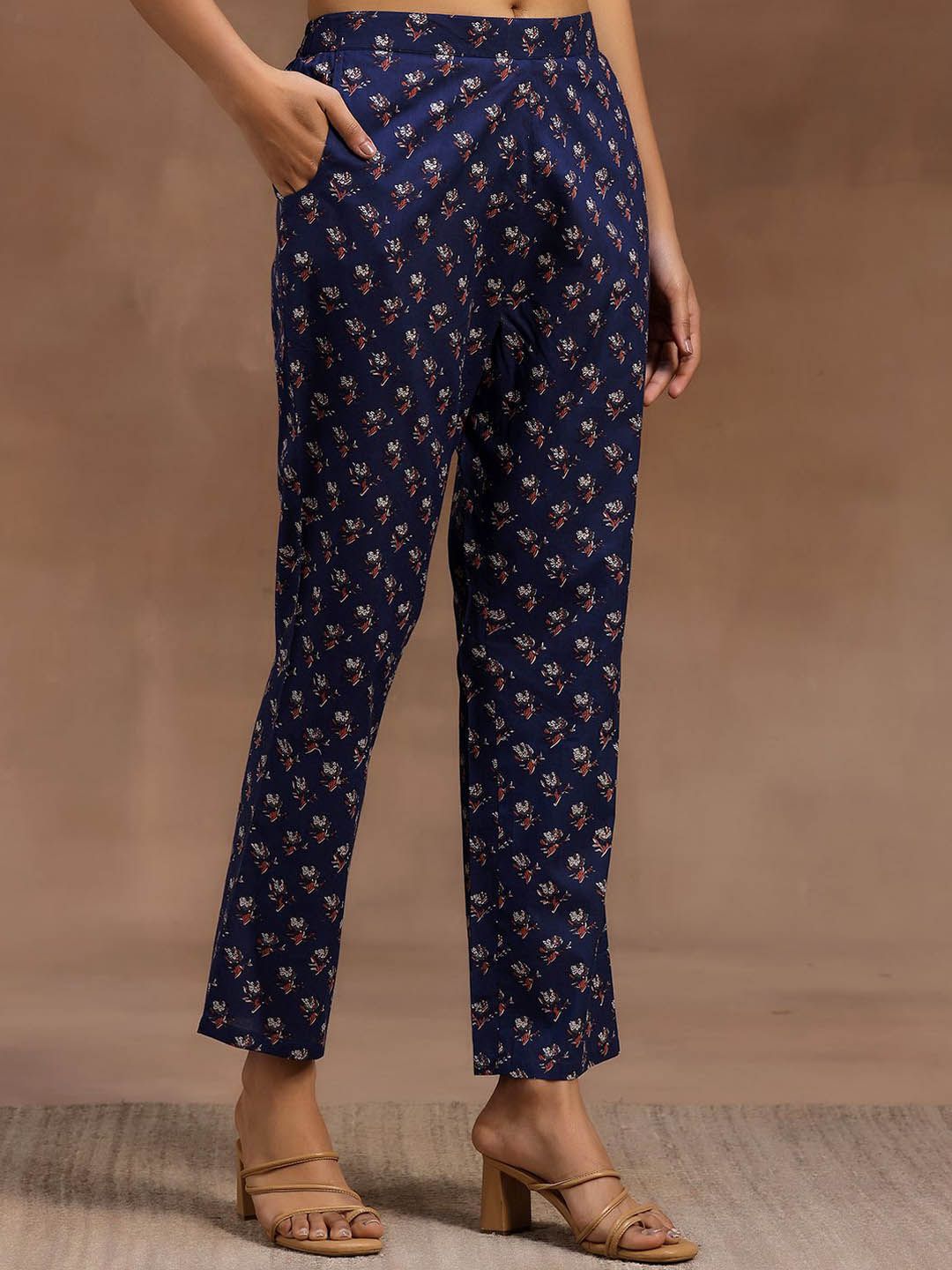 Libas Floral Printed Pure Cotton Straight Kurta With Trouser & Dupatta