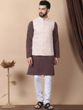 Anouk Coral Floral Embroidered Sequinned Pure Cotton Kurta with Churidar & Nehru Jacket