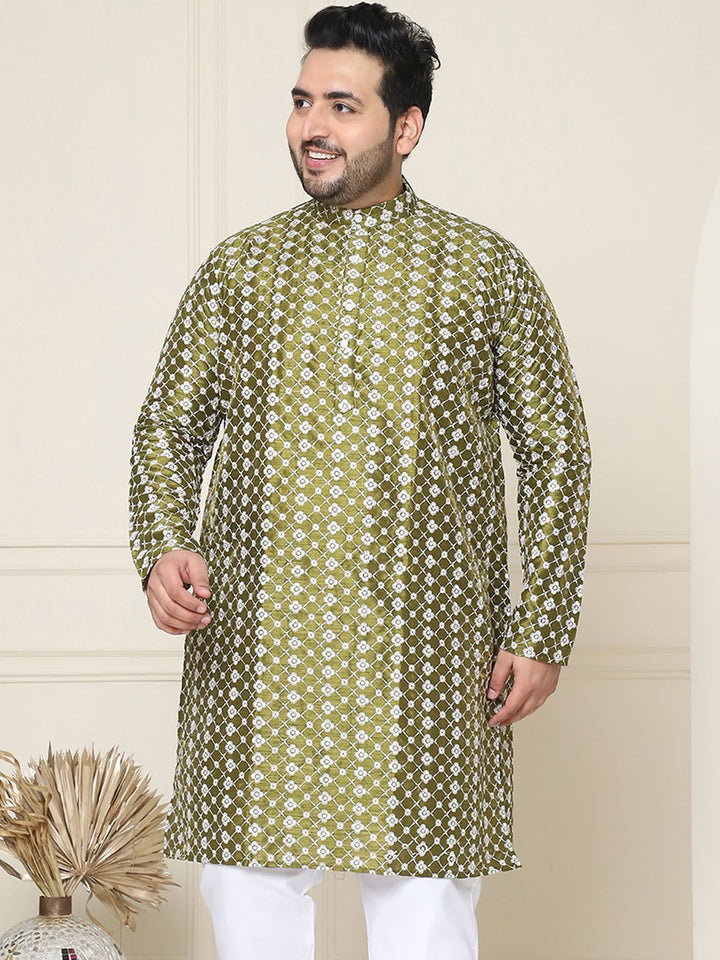 SOJANYA PLUS Kurta Lurus Kolar Mandarin Sulam Bunga