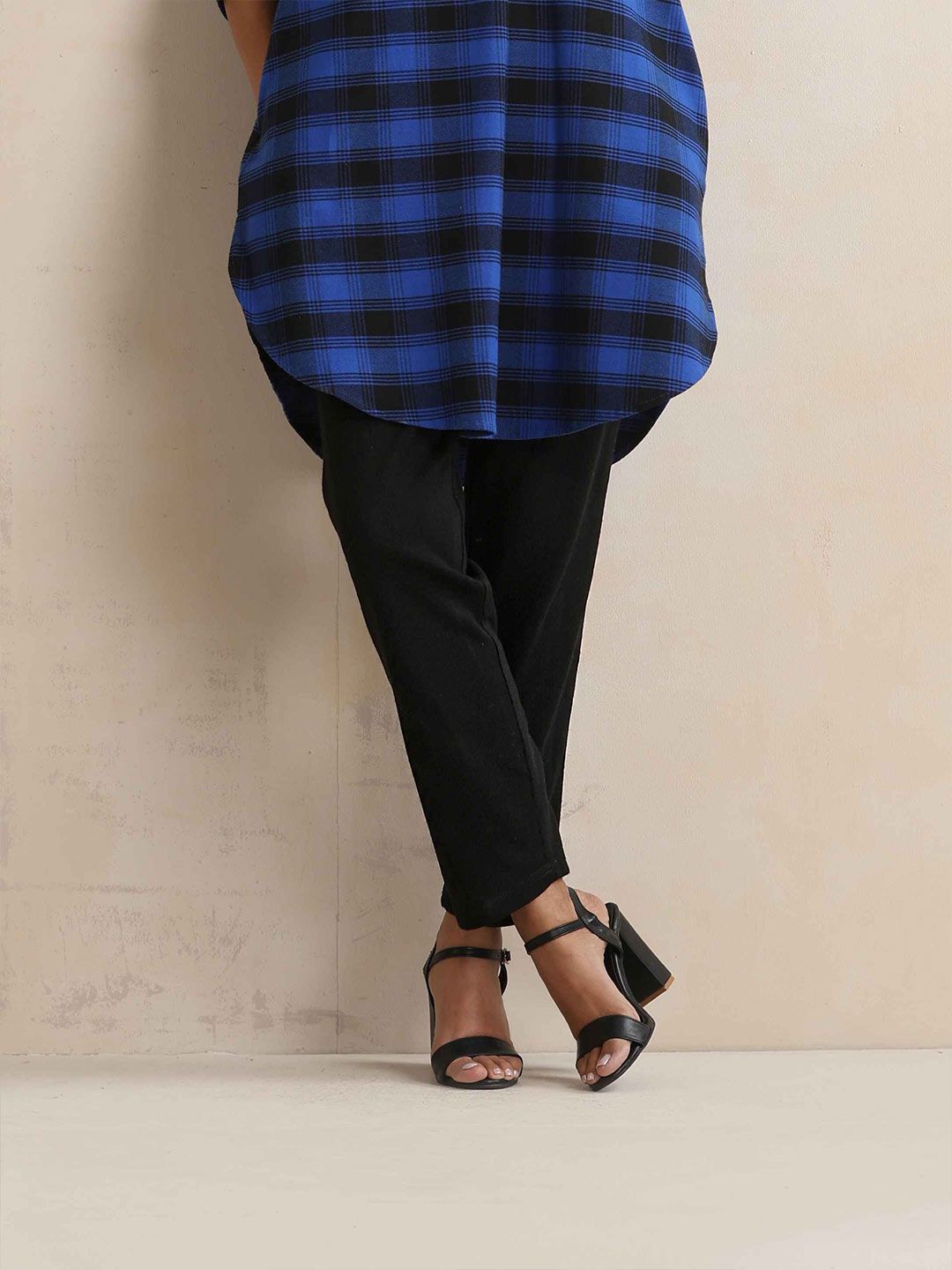 trueBrowns Checked Pleated Winter Top