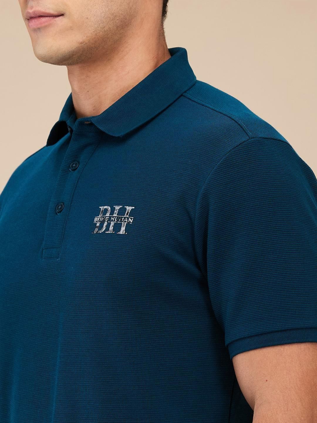 Being Human Men Self Design Polo Collar T-shirt