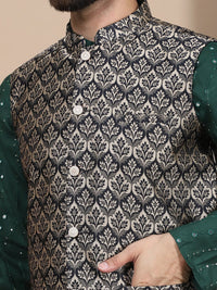Anouk Embroidered Regular Sequinned Pure Cotton Straight Kurta With Churidar