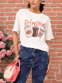 DressBerry Refresh & Slay Printed Relaxed Fit T-shirt