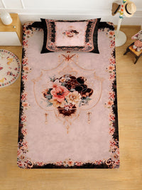 Myntra Elegant Brown Floral Printed Dilengkapi 400 TC Single Cadar 7D & 1 Sarung Bantal