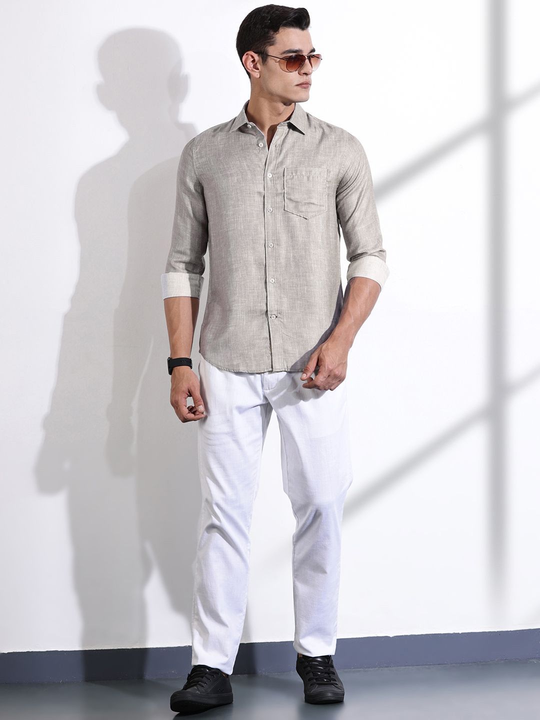 Thomas Scott Men Classic Slim Fit Opaque Casual Shirt