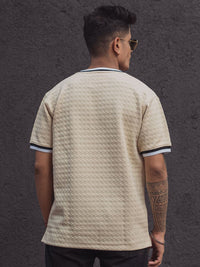 Powerlook Men Solid Mandarin Collar T-Shirt