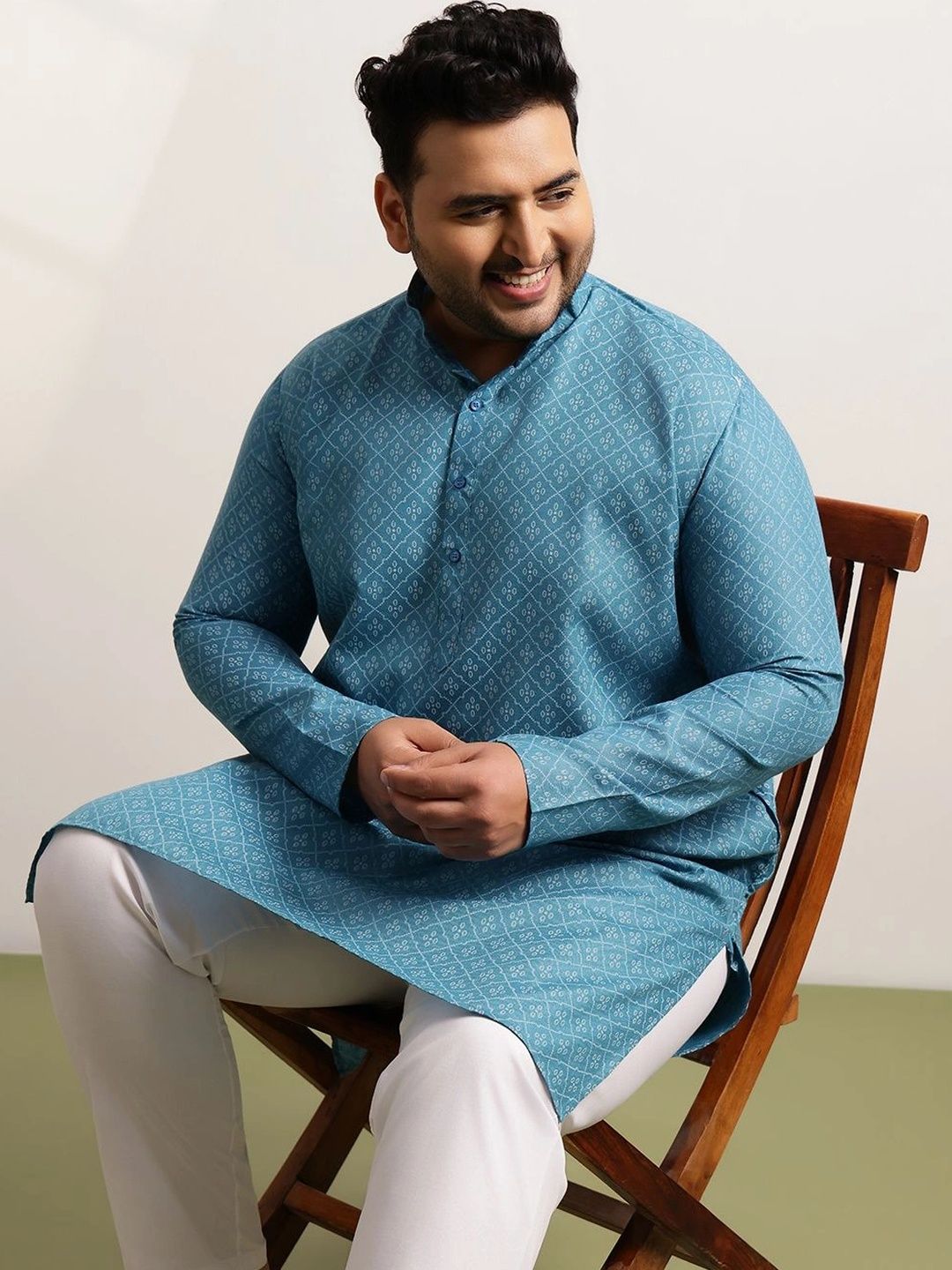 SOJANYA PLUS Men Printed Regular Kurta with Trousers