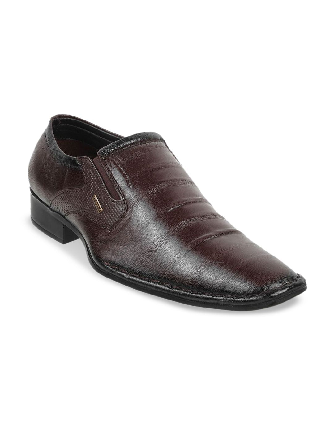 Metro Men Leather Round Toe Formal Slip-Ons