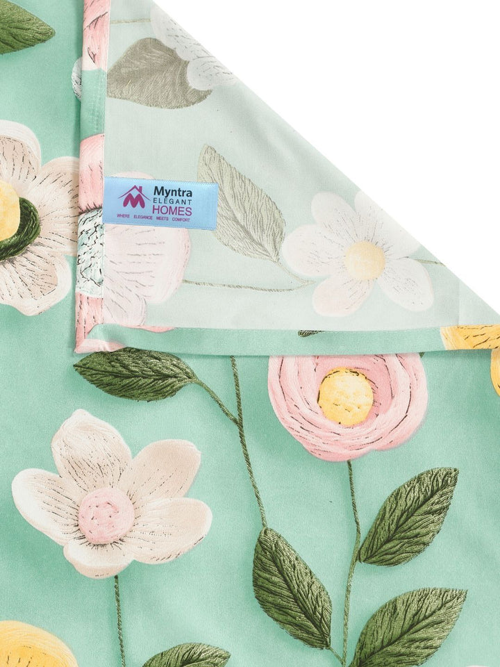 Myntra Elegant Homes Green Floral 300 TC King Cadar dengan 2 Sarung Bantal