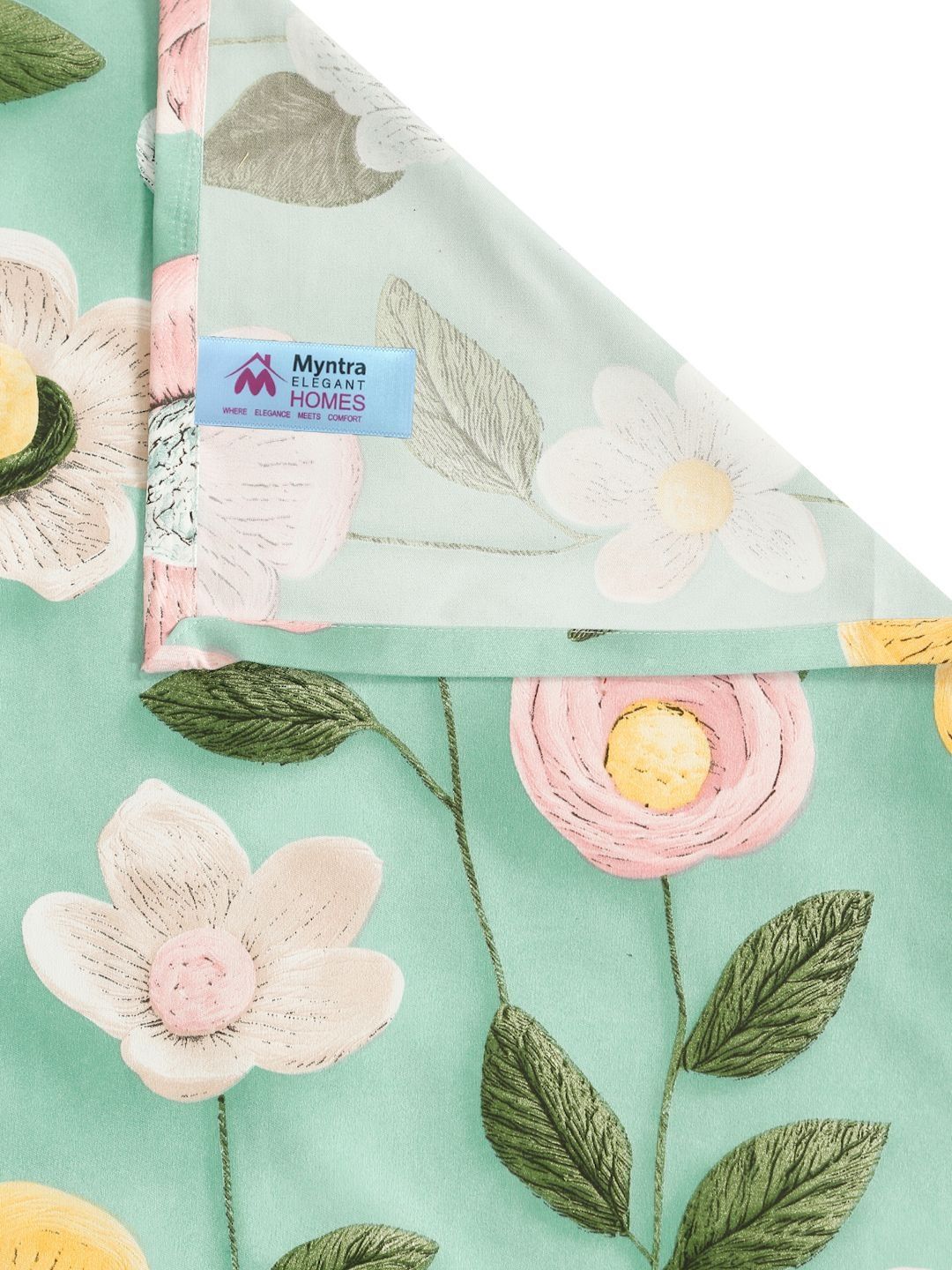 Myntra Elegant Homes Green Floral 300 TC King Cadar dengan 2 Sarung Bantal