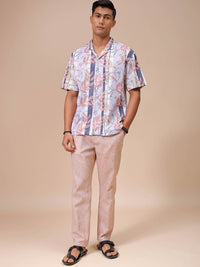 The Indian Garage Co Men Relaxed Fit Sketch Art  Printed Textured Resortwear Shirt