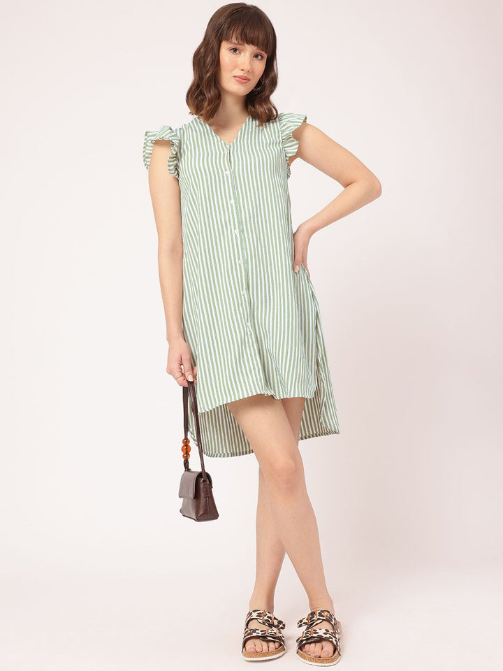 DressBerry Striped Ruffled Shirt Dess