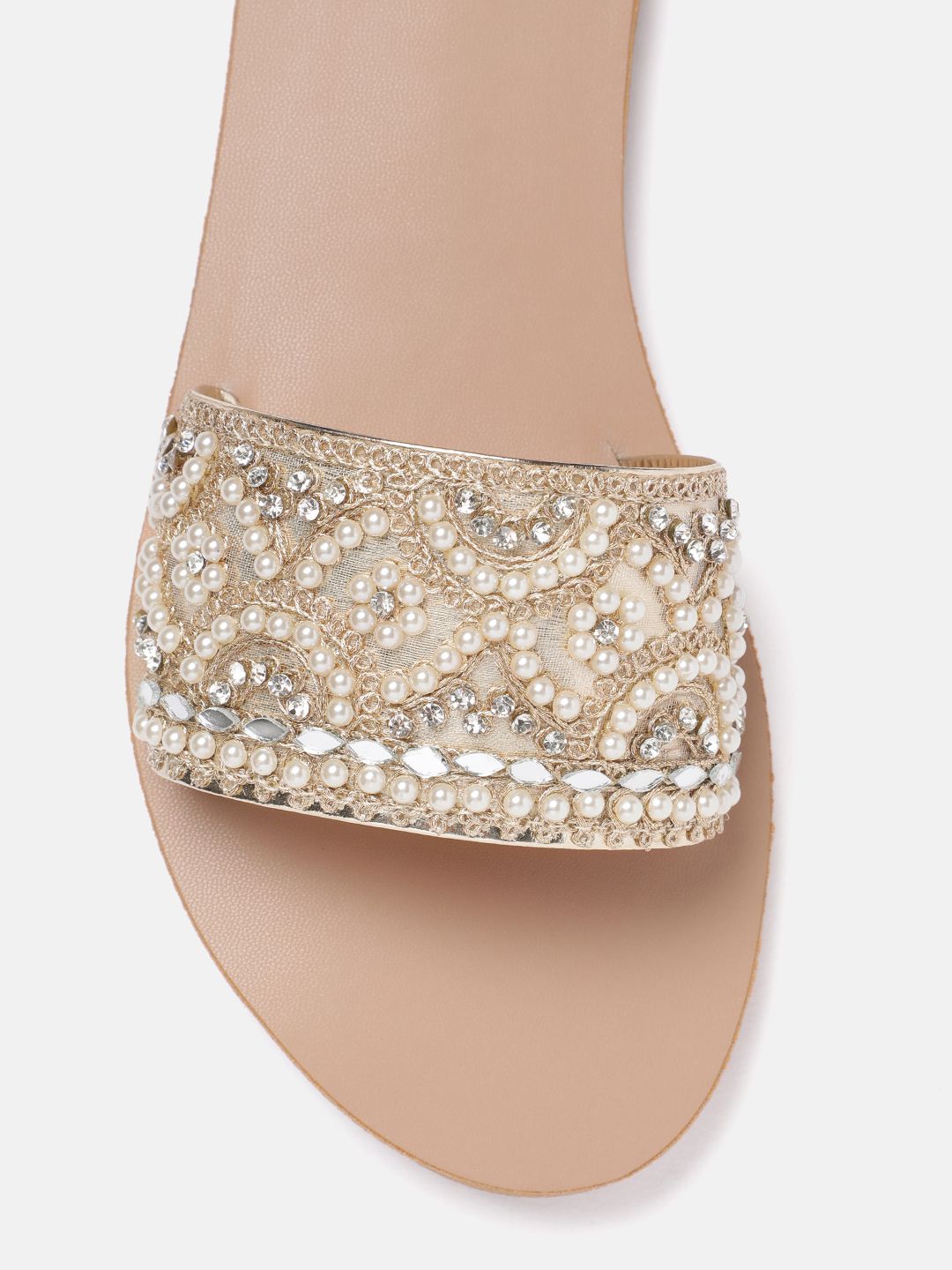 Anouk Women Ethnic Motif Embellished Open Toe Flats