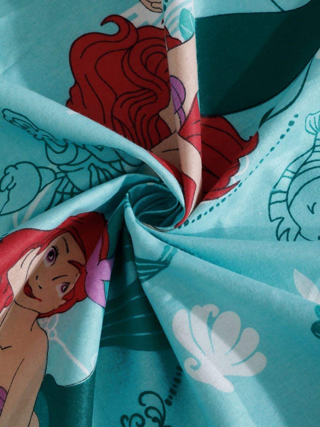 KLOTTHE Turquoise Blue Printed 400 TC Pure Cotton Fitted Double King Bedsheet Set