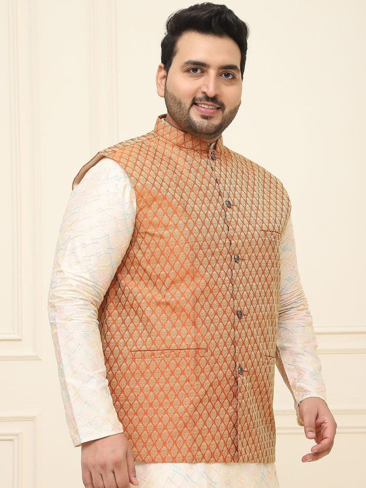 SOJANYA PLUS Men Printed Nehru Plus Size Jacket
