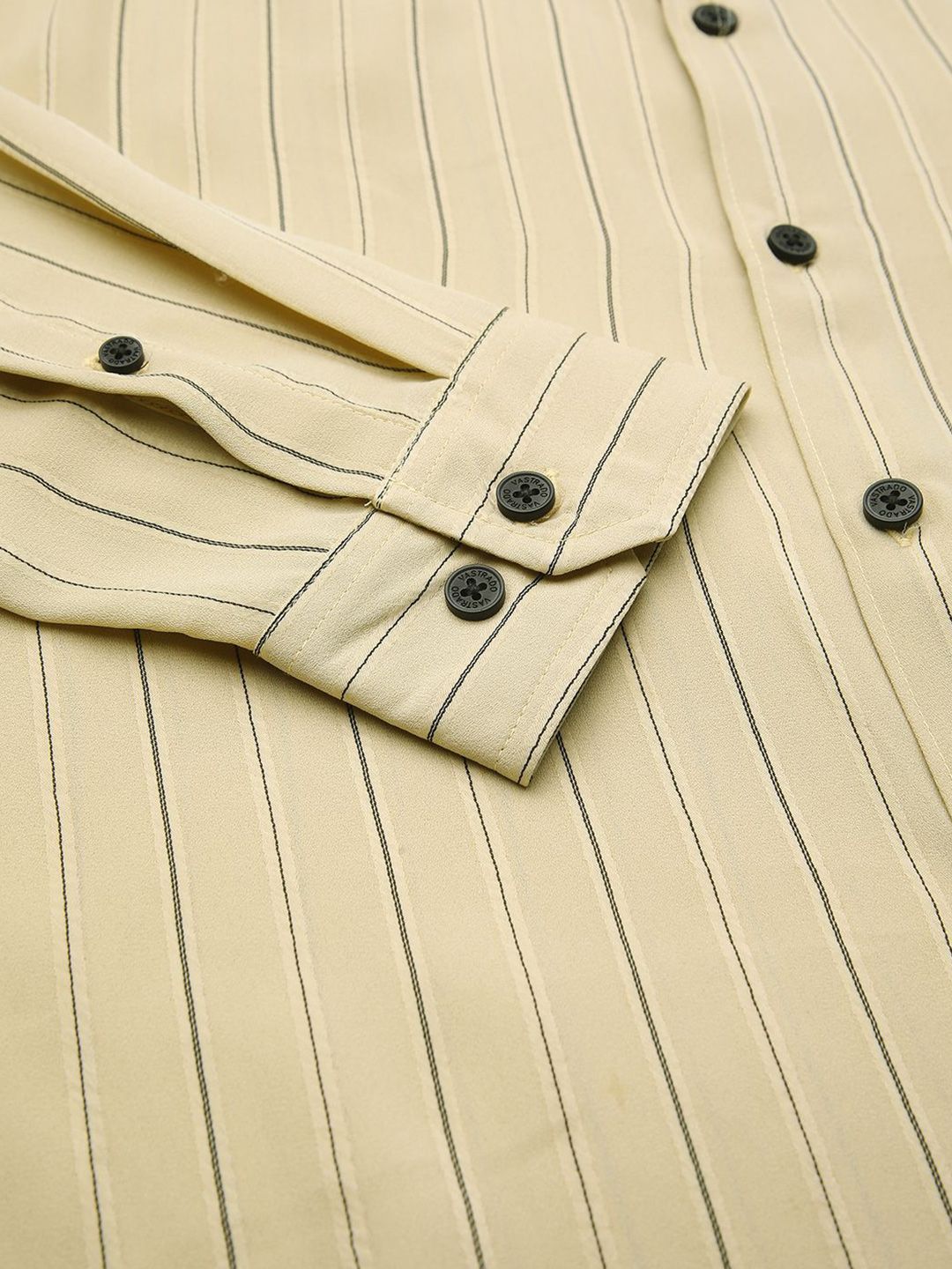 VASTRADO Men Classic Spread Collar Vertical Striped Slim Fit Casual Shirt