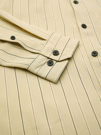 VASTRADO Men Classic Spread Collar Vertical Striped Slim Fit Casual Shirt