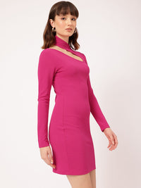 DressBerry Soft Femme Asymmetric Neck Sheath Mini Dress