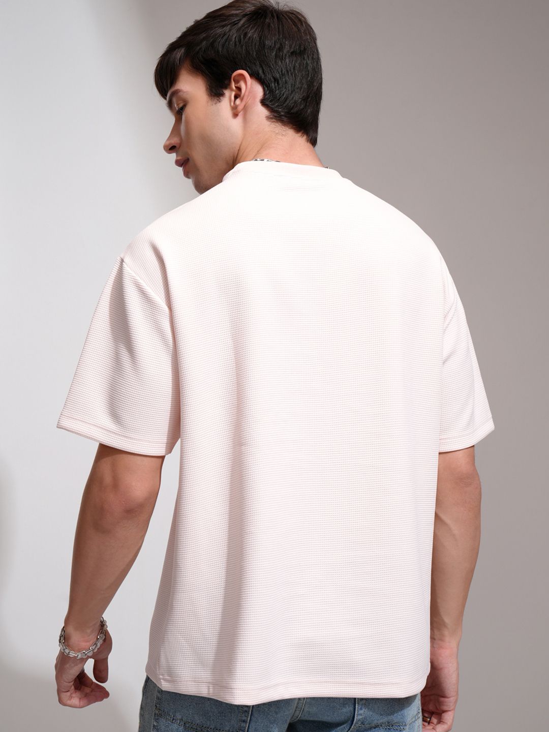 HIGHLANDER Men Self Design Round Neck Relaxed Fit T-shirt