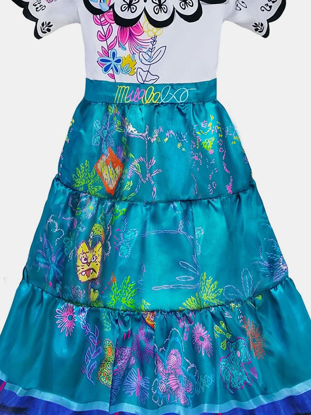 YK Girls Floral Print Fit & Flare Maxi Dress