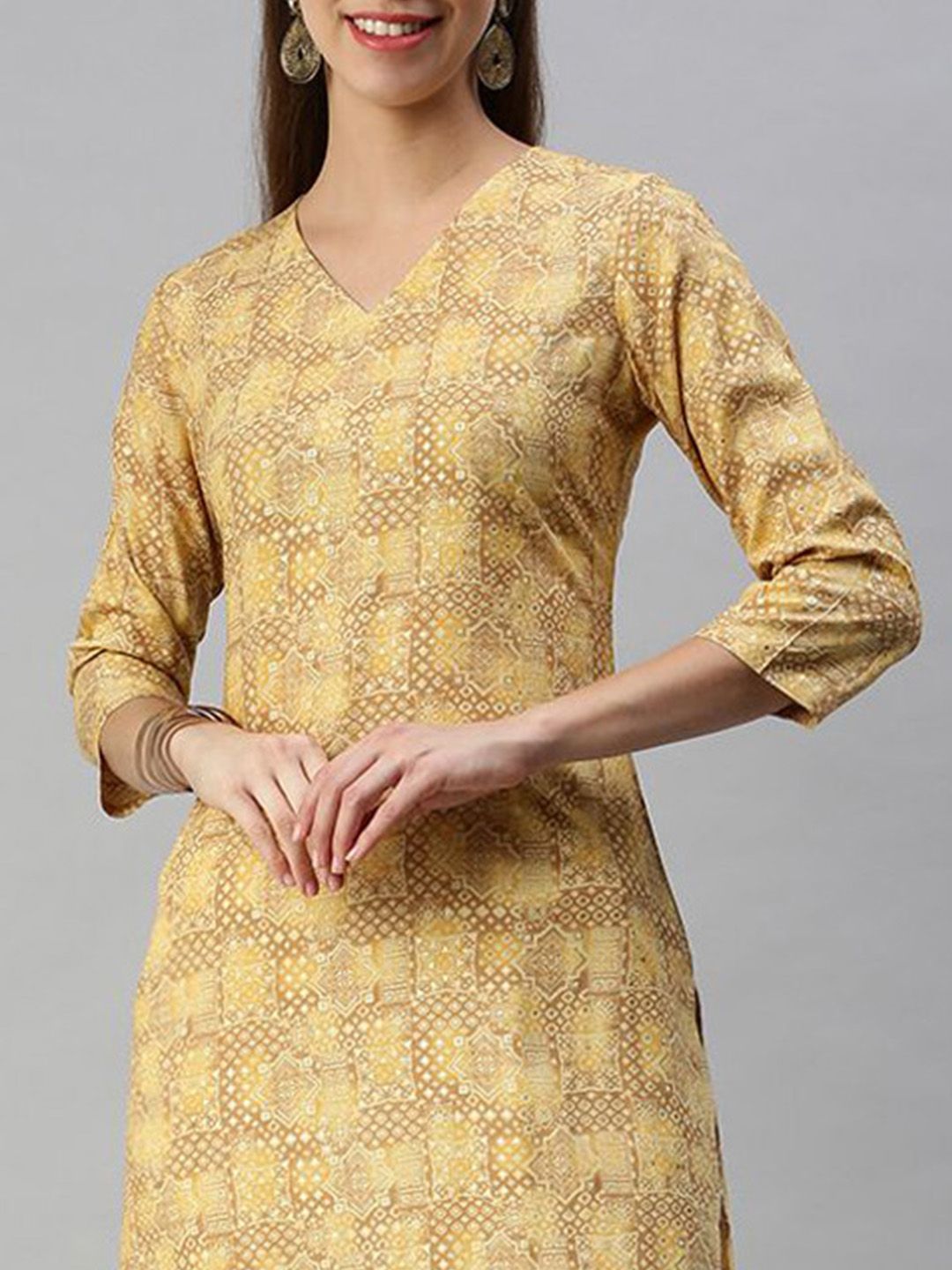 KALINI Geometric Printed Straight Kurta