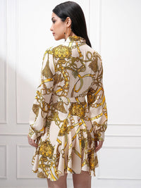 Tokyo Talkies Women Printed Satin Mini Wrap Dress