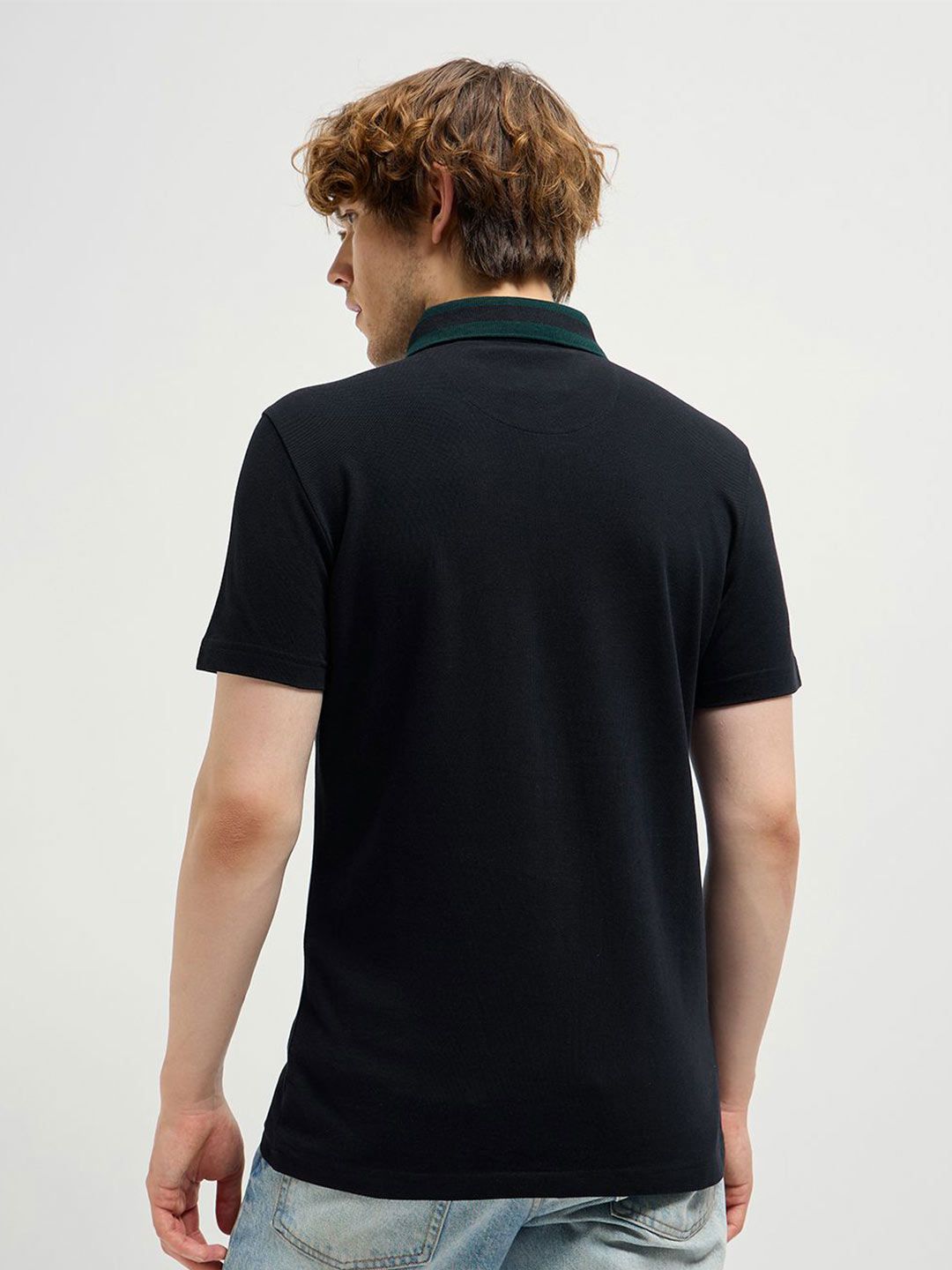 THE BEAR HOUSE Men Solid Polo Collar Pure Cotton T-shirt