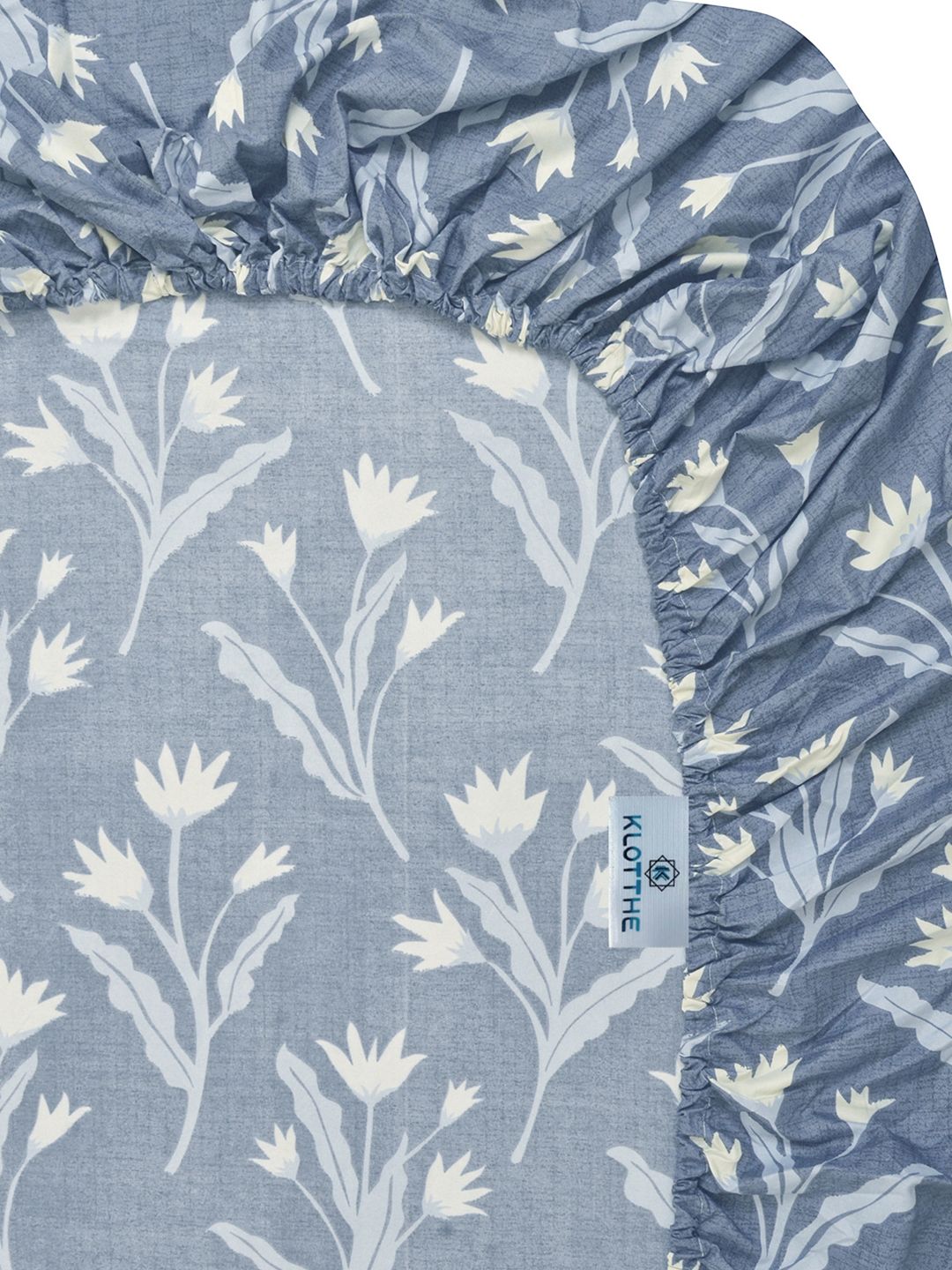 KLOTTHE Blue Floral Printed Dilengkapi 300 TC Blend King Cadar & 2 Sarung Bantal