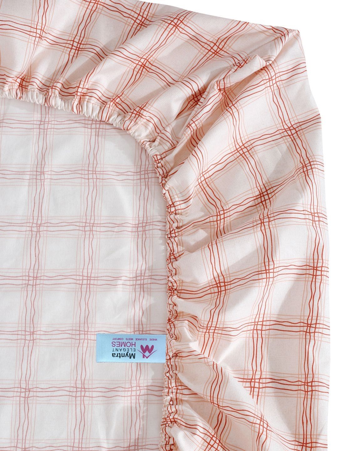 Myntra Elegant Homes White & Pink Geometric 300 TC King Bedsheet with 2 Pillow Covers