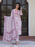 Kalini Wanita Paisley Kurta Kapas Tulen Biasa Dengan Seluar & Dengan Dupatta
