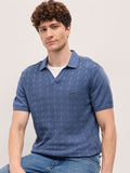 THE BEAR HOUSE Men Self Design Polo Collar Cotton Slim Fit T-shirt