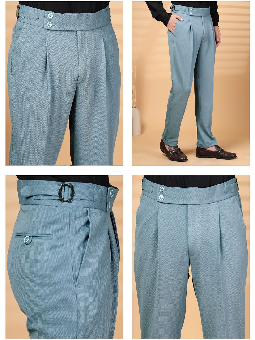 KLOTTHE Men Grey Lycra Formal Formal Trousers