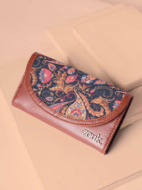 Zouk Women Dicetak Kulit Tiga Dompet Lipat