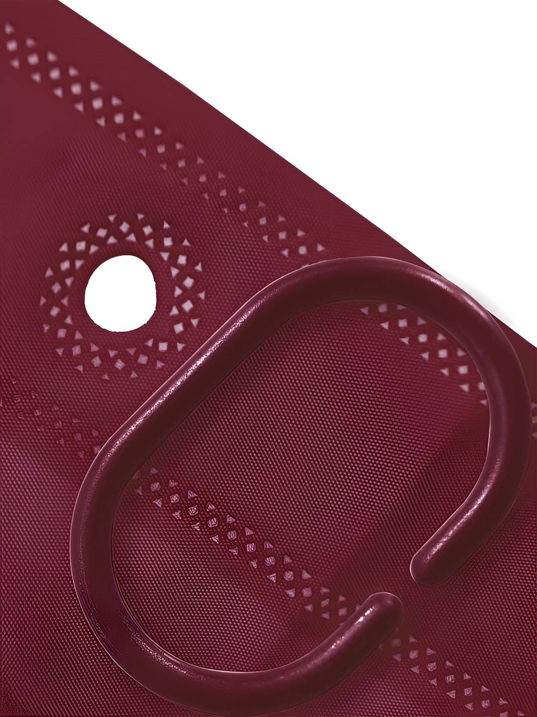 Story@home Maroon & White Shower Curtains With 12 Rings