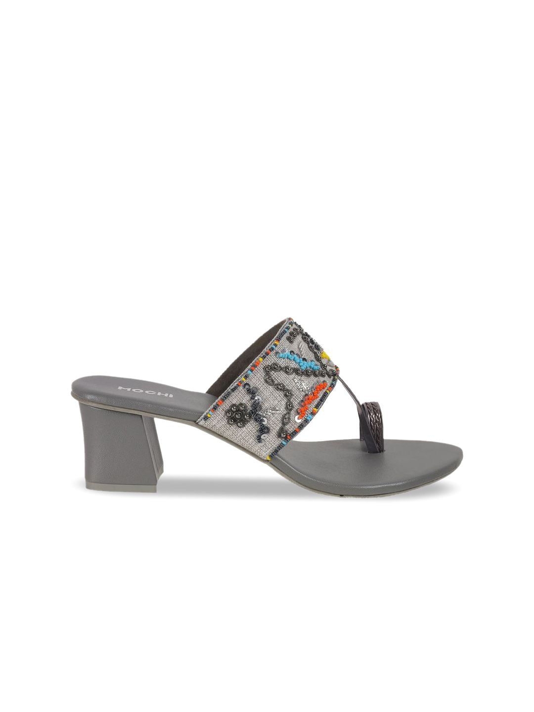 Mochi Women Printed Open Toe Block Heel Sandals