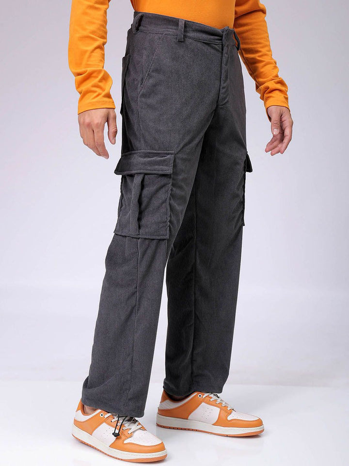 The Indian Garage Co Men Textured Loose Fit Cargos Trousers