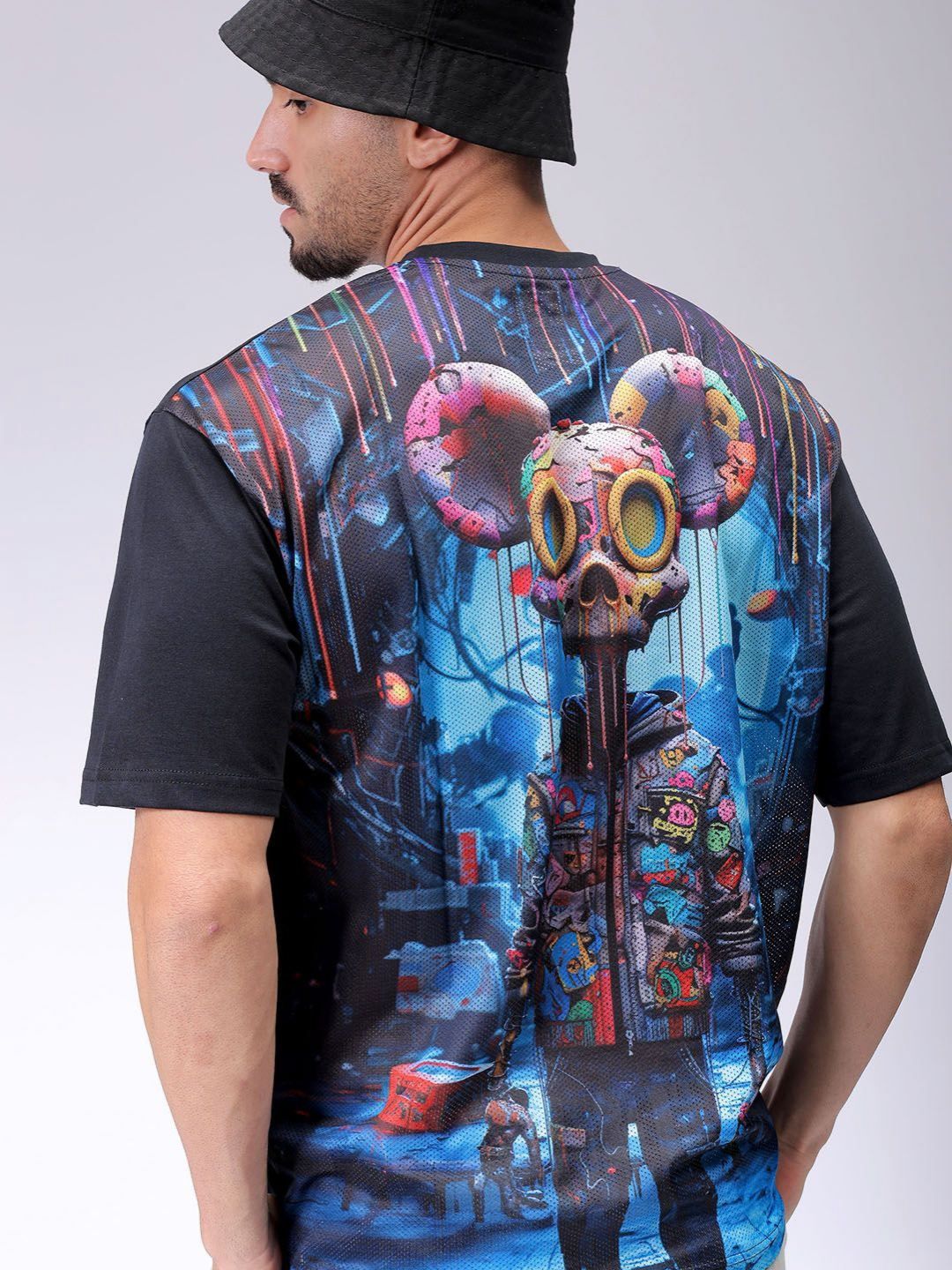 The Indian Garage Co Men Graphic Printed Round Neck Cotton Oversized T-shirt
