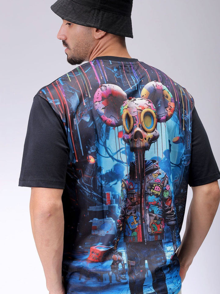 The Indian Garage Co Men Graphic Printed Round Neck Cotton Oversized T-shirt